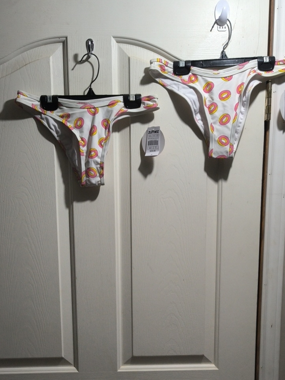 Zumiez White Swim Shorts with Pink & Yellow Donut Print